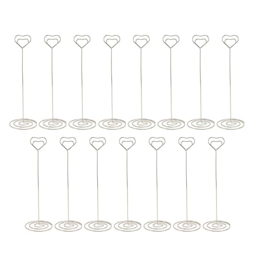 RespiceFinem 15 Packung herzförmige Goldtischnummer Halter 22 cm robuste Eisendrahtkartenständer für Hochzeiten Restaurants Event Memo Foto Display (Silber) von Respicefinem