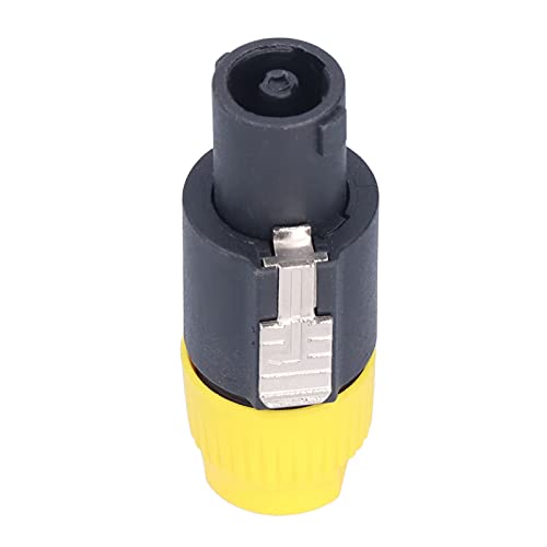 Respicefinem 4-teiliger 4-poliger Lautsprecherstecker mit Drehverschluss, Audio-Leistungsverstärker-Kabelstecker, ideal für Heimhardware, mit Ummantelung, geeignet für 6 bis 15 mm (Yellow) von Respicefinem