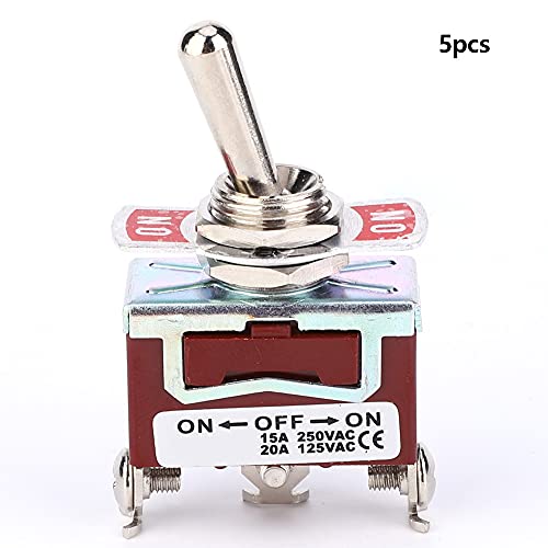 Respicefinem 5 Stück SPST-Kippschalter, 3 Positionen, EIN, AUS, EIN, Monopol-Kippschalter, ideal für Lebensmittelmaschinen, Generatoren, Industriesteuerung, Büroautomatisierung, von Respicefinem