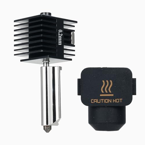 Respicefinem Hot-End-Kit, Extruder-Ersatzzubehör, kompatibel mit Lab A1 A1mini 3D-Druckern, mit Hochtemperatur-06-mm-Düse aus gehärtetem Stahl und Silikon-Abdecksocke, geeignet (0.2mm) von Respicefinem