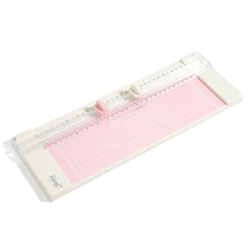 Respicefinem Papierschneider, Bastelpapierschneider mit 2 Schneidköpfen für gerades und rillendes Schneiden, 12,2 Zoll Schnittlänge, kommt mit Maßangaben und (Pink) von Respicefinem