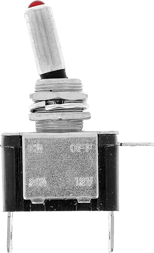 Restagraf - Hebelschalter mit rotem Licht – 3-polig – Anschluss Flachsteckhülse – Loch Durchmesser 12 mm – 20 A – 12 V – Ref. 17449 – 1 Stück von Restagraf