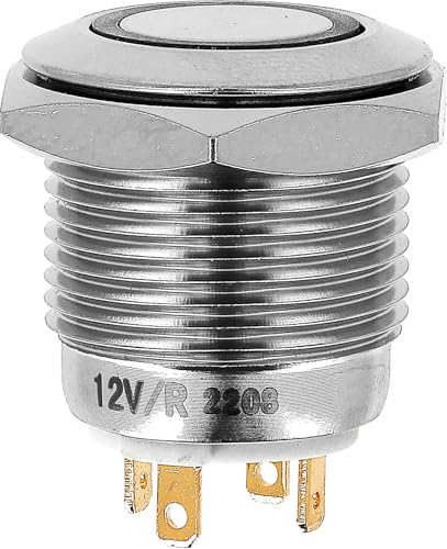Restagraf - Micro-Knopfschalter mit rotem Licht – 4-polig – Anschluss Flachsteckhülse – Loch Durchmesser 16 mm – 3 A – 12 V – Ref. 17496 – 1 Stück von Restagraf
