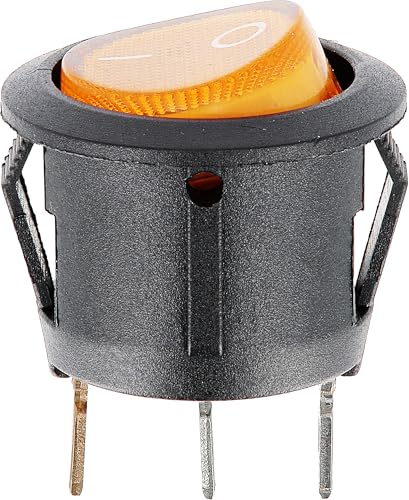 Restagraf - Wippschalter mit gelbem Licht – 3-polig – Anschluss Flachsteckhülse – Loch Durchmesser 20 mm – 15 A – 12 V – Ref. 17487 – 1 Stück von Restagraf