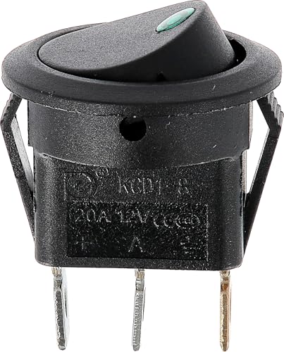 Restagraf Wippschalter mit grünem Licht – 3-polig – Anschluss Flachsteckhülse – Loch Durchmesser 20 mm – 20 A – 12 V – Ref. 17482 – 1 Stück von Restagraf