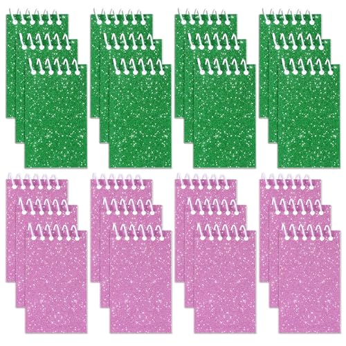 Resurhang Mini-Notizblöcke mit Prismenspirale, klein, 9,9 x 6,1 cm, glitzernd, bunt, Mini-Notizbücher, Glitzer-Notizbuch für Prinzessin, Hexe, Partyzubehör, Geschenke, Geburtstagsgeschenke, 24 Stück von Resurhang