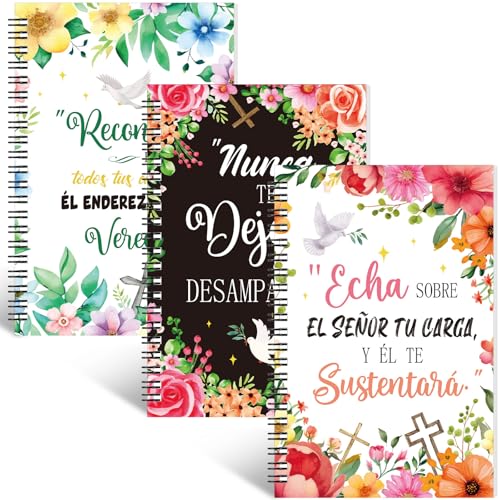 Resurhang Spanische christliche Notizbücher für Frauen, 10,2 x 15,2 cm, florales Kreuz, religiöse Spiralbindung, Bibelvers, Tagebuch, Notizbuch, Weihnachten, christliches Geschenk, Bürobedarf von Resurhang