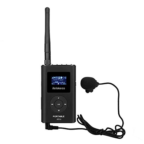 Retekess FT11 Tour Guide System FM-Transmitter mit 2000 mAh Wiederaufladbarem Akku, für Gleichzeitige Konferenzen(1 Sender, Schwarz) von Retekess
