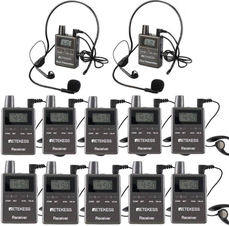 Retekess Funkgerät TT105 Tour Guide System, 50 Kanäle, 2,4 GHz Übersetzungsausrüstung, 150m Drahtloses Audioguide, für Fabrik, Tourismushochschule, Kirche von Retekess