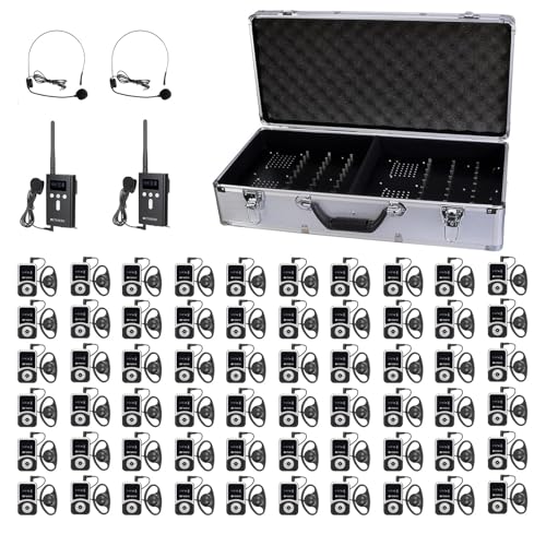 Retekess T130S (2. Generation T130) Tour-Guide-Headsets, verbesserte längere Reichweite, unterstützende Hörgeräte für die Kirche, Ein-Tasten-Stummschaltung, Tour-Guide-Audiosystem für die Schule (2 TX von Retekess