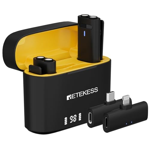 Retekess TG103 Lavaliermikrofon, 2Lavalier Mikrofon, KI-Rauschunterdrückung, Stummschaltung/Nachhall, Mikrofon für Videoaufnahmen von Retekess