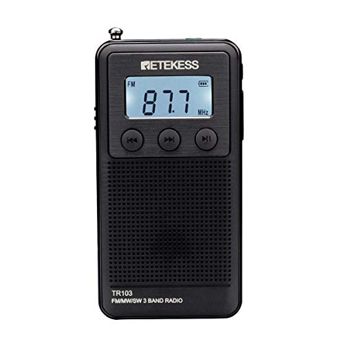 Retekess TR103 Tragbares Klein Radio, FM MW SW Radio, Stereo, MP3 Player, Wiederaufladbarer Batterie von Retekess
