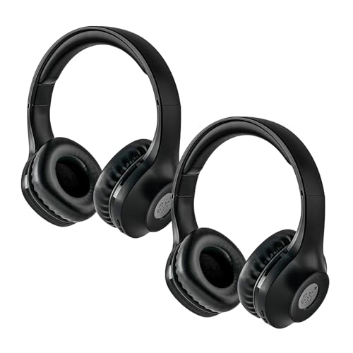Retekess TR104P Headphones Radio,FM Radio,Lightweight,Headphones with AUX Input Battery Operated,Anzeigezeit, Kabellose Kopfhörer für Studenten, Lernen (2er-Pack, Schwarz) von Retekess