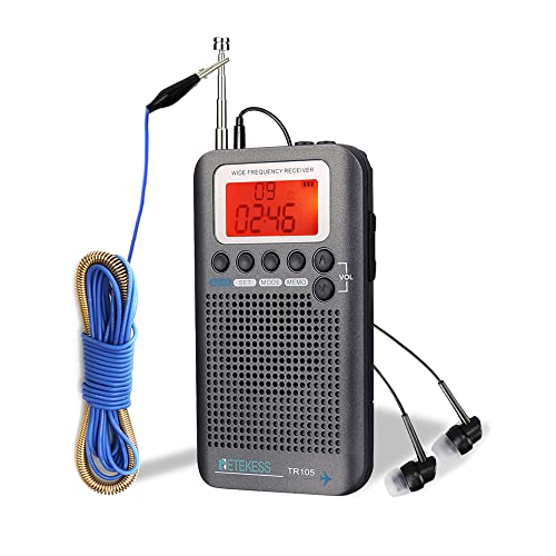 Retekess TR105 Air Band Radio Receiver Portable FM AM SW VHF Full Band Radio CB Receiver Digital Alarm Lautsprecher mit Verlängerung Antenne LCD Display von Retekess