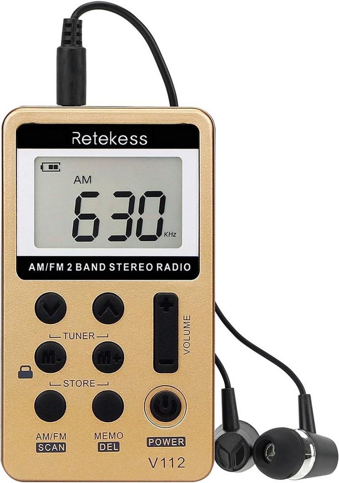 Retekess TR201 tragbares Notfallradio IPX3 wasserdicht, 5000mAh AM/FM Notfallradio (IPX3 wasserdicht, 5000mAh Wiederaufladbare Batterie, SOS-Alarm) von Retekess