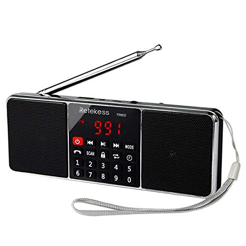 Retekess TR602 Tragbares Radio mit Bluetooth, AM FM Digital Radio mit Dual Woofer, 1000 mAh Akku, TF/USB/AUX/MP3-Player, Sleep Timer von Retekess
