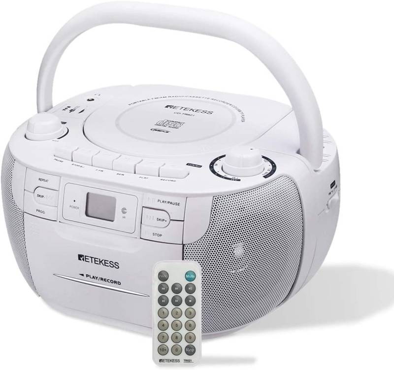 Retekess TR621 Tragbarers CD-Player Kassettenspieler, mit Fernbedienung CD-Radiorecorder (Unterstützung von USB/TF/Kopfhörer) von Retekess