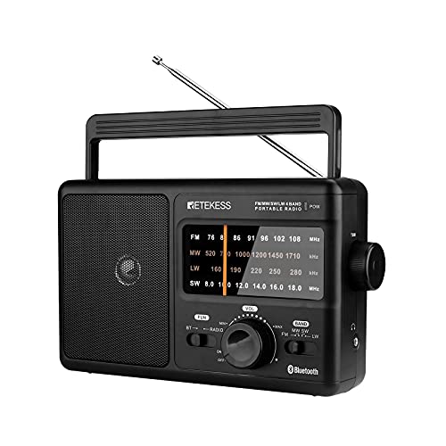 Retekess TR626 Tragbares Radio Batteriebetrieben,Weltempfänger Radio FM MW LW SW,Bluetooth,Großem Lautsprecher,Notfall,für Ältere Menschen (Schwarz) von Retekess