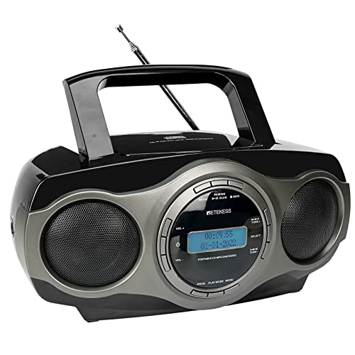 Retekess TR631 DAB Radio mit CD-Player, Boombox Bluetooth, Radio Batteriebetrieben, FM-Stereo, USB, AUX in, LCD Display mit Hintergrundbeleuchtung(Schwarz) von Retekess