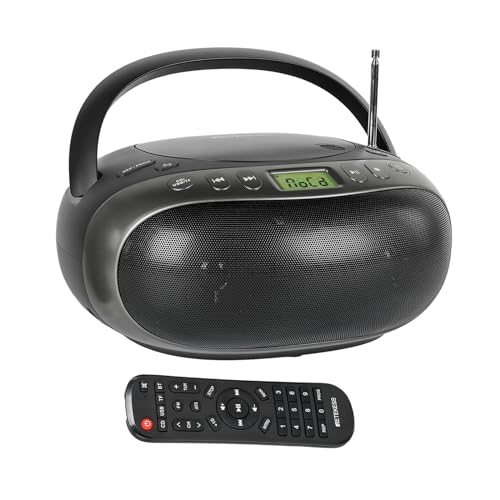 Retekess TR634 Tragbarer CD Player,Boombox mit Bluetooth Radio,UKW Radio,Fernbedienung,Stereo-Lautsprecher,MP3,AUX,USB,Abschalten,für Ältere Menschen (Schwarz) von Retekess