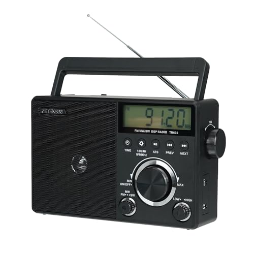 Retekess TR635 Tragbares Radio,FM/AM/SW Mains and Battery Operated World Receiver Radio,Headphone Connection,Easy Operation,LCD Screen for Gift,Home(Black) von Retekess
