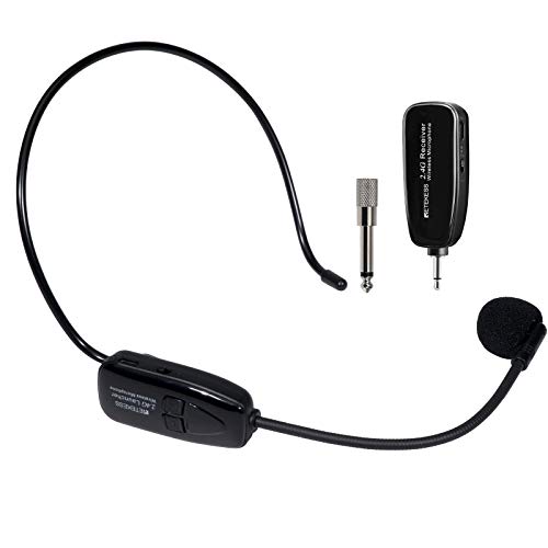 Retekess TT123 Kabelloses Mikrofon Headset, 2,4 G, PA-System und Verstärker-Headset-Mikrofon, Wiederaufladbar, für Sprachverstärker, Unterricht, Fitness-Tutoring von Retekess