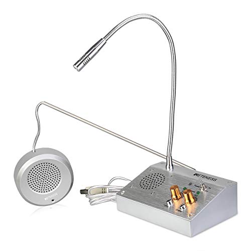 Retekess TW103 Window Speaker System, Silver Two-Way Intercom Microphone, Aufnahmefunktion, Unabhängige Lautstärkeregelung, für Einwanderungskontrollpunkte, Bankschalter und Fahrkartenschalter von Retekess