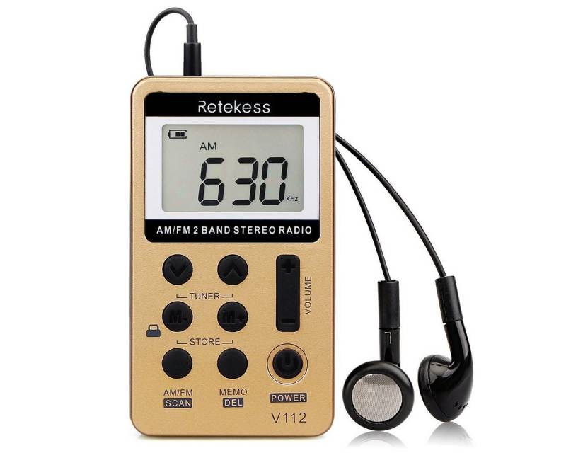 Retekess V112 AM FM Taschenradio mit Kopfhörer Sleeptimer mit Kopfhörer Digitalradio (DAB) (FM / AM 2 Band Stereo Radio, Sperrtaste, Sleeptimer, 500mAh Akku) von Retekess