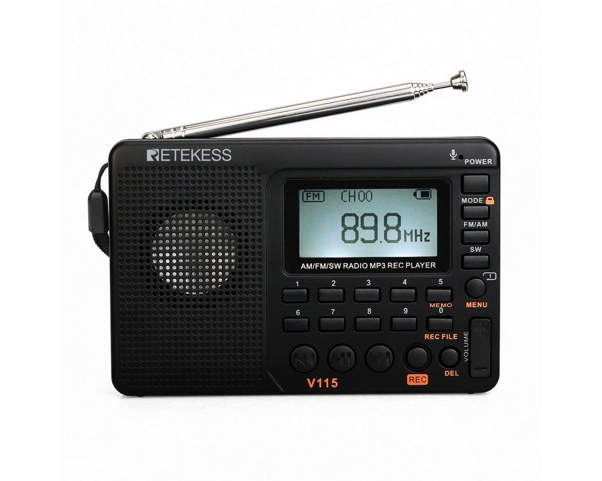 Retekess V115 Taschenradio Batteriebetrieben können aufzeichnen Digitalradio (DAB) (mit Sleep-Timer, TF-Karte Unterstützen) von Retekess