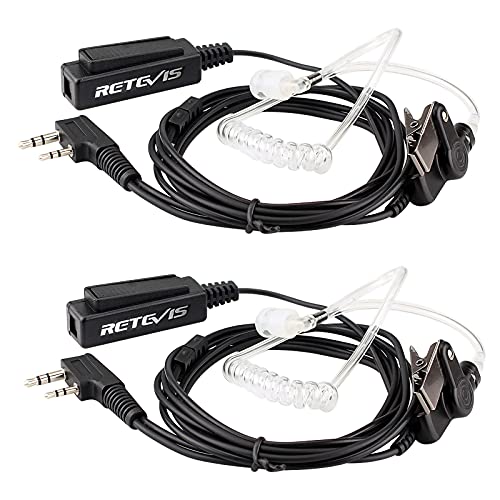 Retevis 2 Pin Funkgeräte Headset Große PTT Ohrhörer Security Kopfhörer Schallschlauch Kompatibel mit Walkie Talkie RT24 RT21 RT22 RT27 RT28 RT81 RT1 Baofeng BF-888S BF-88E Kenwood (2 STK) von Retevis