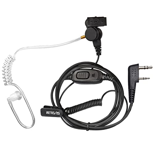 Retevis EEK009 Funkgerät Headset, 2-poliges Sicherheits-Headset, Überwachungs-Ohrhörer mit Spule, Verdeckte Akustikröhre Kompatibel RT24 RT27 RT668 BF-88E BaoFeng BF-888S (1 STK.) von Retevis