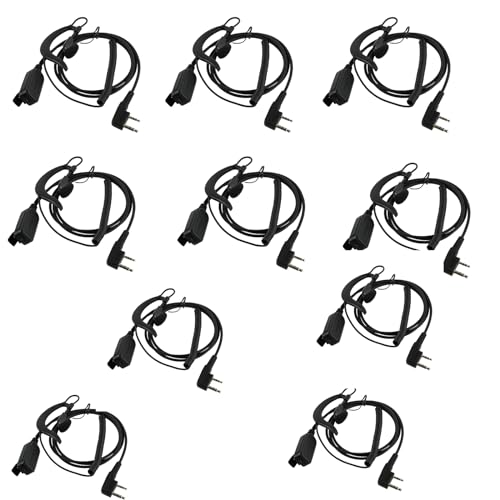 Retevis EEK016 G-Typ Funkgerät Headset VOX Freisprech-Radio-Ohrhörer Kompatibel mit 2-Wege-Funkgerät RT24 RT27 RT86 Baofeng UV5R 888S eSynic Funk-Ohrhörer 2-poliger Hörer mit Spule (10 Stück) von Retevis