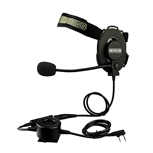 Retevis EH060K Tactical Funkgerät Headset, 2 Pin Headset Wasserdichter PTT, Einseitiger Kopfhörer Kompatibel mit Radio RT24 RT27 RT28 RT5R Baofeng UV5R 888s eSynic etc(1 Stück) von Retevis