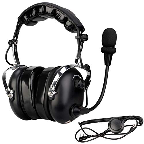 Retevis EH070K Aviation Headset Luftfahrt Headset Funkgerät Headset Pilot-Kopfhörer Kompatibel RT24 RT27 Kenwood Baofeng PUXING QUANSHENG WEIERWEI WOUXUN HYT TYT Funkgerät (1 STK.) von Retevis