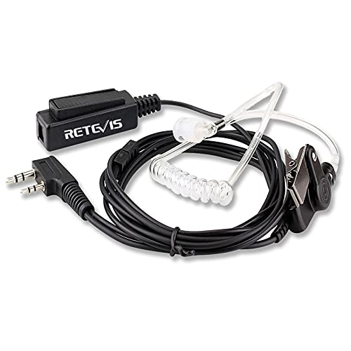 Retevis Funkgerät Headset 2 Pin Kompatibel RT24 RT27 RT22 RT28 BF-88E BF-888S Kenwood TK-3401D TYT Walkie Talkies Kopfhörer, Security Ohrhörer, Schallschlauch Headset (1 STK.) von Retevis