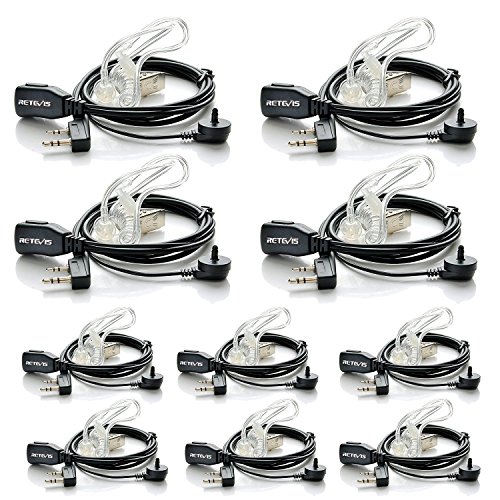 Retevis Funkgerät Headset 2 Pin Schallschlauch Kopfhörer Kompatibel mit Walkie Talkie RT24 RT27 RT22 RT622 RT617 RT618 RT619 Baofeng BF-88E BF-888S Tyhbelle BF-88E Kenwood (10 STK.) von Retevis