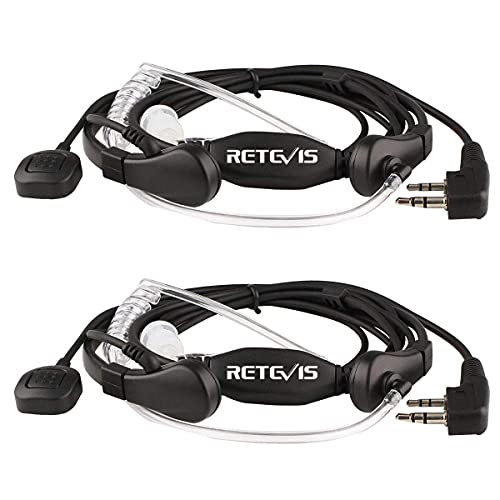 Retevis Funkgerät Kehlkopfmikrofon Headset 2-pin Kopfhörer Ohrhörer Kompatibel mit Walkie Talkie RT24 RT27 RT22 RT21 RT28 RT81 RT1 RT15 Baofeng BF-88E UV-5R BF-888S Kenwood (2 STK.) von Retevis