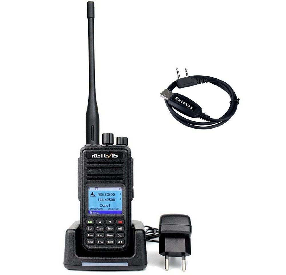 Retevis Funkgerät RT3S DMR Funkgeräte, GPS Dualband Amateurfunk, (Amateurfunk, 3000 Kanäle, DTMF Aufnahmefunktion, Kompatibel mit MOTOTRBO Tier), Programmierkabel für Amateurfunk von Retevis
