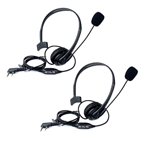 Retevis Funkgeräte Headset 2 Pin Walkie Talkie Kopfhörer mit Mikrofon PTT Einstellbar Ohrhörer Kompatibel mit Walkie Talkie RT24 RT21 RT22 RT27 RT5 RT7 Baofeng UV-5R BF-888S Kenwood (2 STK) von Retevis