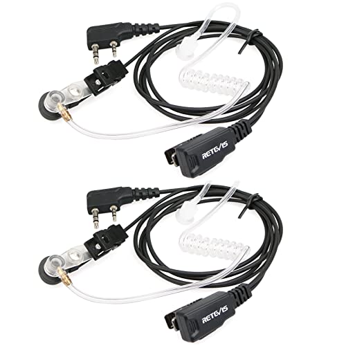 Retevis Funkgeräte Headset mit Mikrofon, Security Kopfhörer, 2-pin Ohrhörer Kompatibel mit Walkie Talkie RT24 RT22 RT27 RT1 RT5 RT5R Baofeng UV-5R BF-888S BF-88E Kenwood HYT WOUXUN (2 Stück) von Retevis