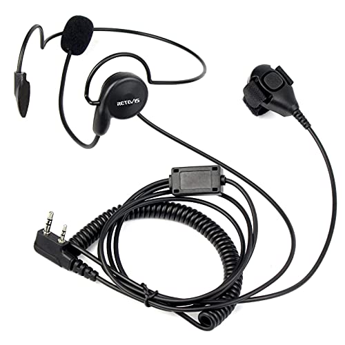 Retevis Funkgeräte Headset mit Mikrofon Finger PTT 2 Pin Kopfhörer Kompatibel RT24 RT27 RT22 RT21 RT81 Baofeng BF-88E BF-888S Kenwood TK-3401D Walkie Talkies(1 STK.) von Retevis