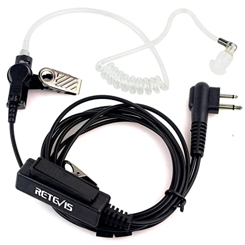Retevis Funkgeräte Headset mit Mikrofon PTT Ohrhörer Security Kopfhörer Kompatibel mit 2-pin Motorola DP1400 CP040 Hyera Midland G15/G18 Walkie Talkie (1 STK) von Retevis