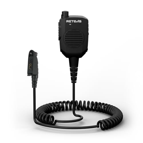 Retevis HM005 Funkgerät Mikrofon mit Lautsprecher,IP54 Wasserdichtes Funkgerät mit Handmikrofon,Lautsprecher Mikrofon Kompatibel HD1 RT29 NR630S RT648 NR30 RT87(1 Pack) von Retevis