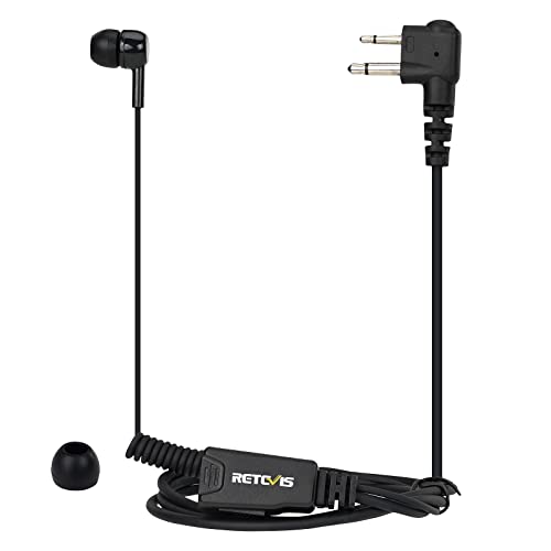 Retevis In-Ear-Funkkopfhörer mit Mikrofon, Einziehbarer Spulenhörer, Kompatibel mit Motorola CP040 MAG ONE A8 HYT TC500 usw Walkie Talkies 2-polige Walkie-Talkie-Kopfhörer mit Mikrofon (1 Stück) von Retevis