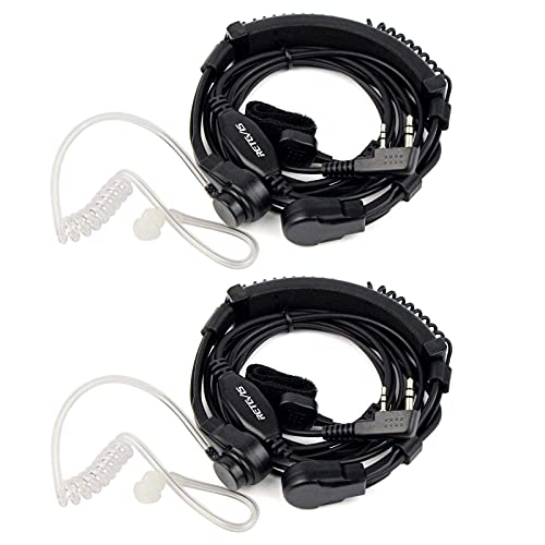 Retevis K001 Funkgerät Kehlkopfmikrofon PTT Headset 2-pin Ohrhörer Kopfhörer Kompatibel mit Walkie Talkie RT24 RT27 RT21 RT81 RT668 Baofeng BF-88E BF-888S Kenwood (2 STK.) von Retevis