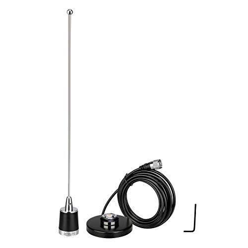 Retevis MR200 Dualband-UKW-UHF-NMO-Antenne mit 144/430 MHz und Magnetischer Halterung Schwarze Antennenbasis RG58-Koaxialkabel (1 Packung) von Retevis