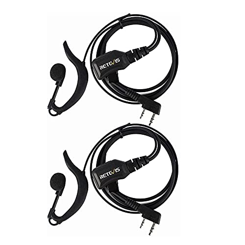 Retevis R111 Walkie Talkie Headset Einstellbare Lautstärke G-Form Kopfhörer Kompatibel mit Funkgerät RT24 RT22 RT27 RT28 RT81 RT21 Baofeng BF-88E BF-888S Tyhbelle Kenwood (2 STK.) von Retevis