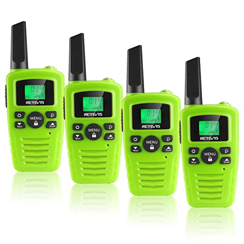 Retevis RA635 Walkie Talkies 4er Pack, PMR446 Lizenzfrei 16 Kanäle, LED-Taschenlampe, 10 Ruftöne, VOX Freisprecheinrichtung, Walkie-Talkie für Familien im Freien (Grün) von Retevis