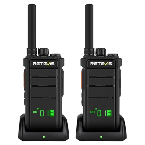 Retevis RB626H Walkie Talkie, Funkgerät mit Bildschirm 16 Channels, 2000 mAh, Standlader, VOX, LED-Taschenlampe, Walkie Talkie mit Großer Reichweite fur Hotel, Restaurant (Schwarz, 2 Stück) von Retevis