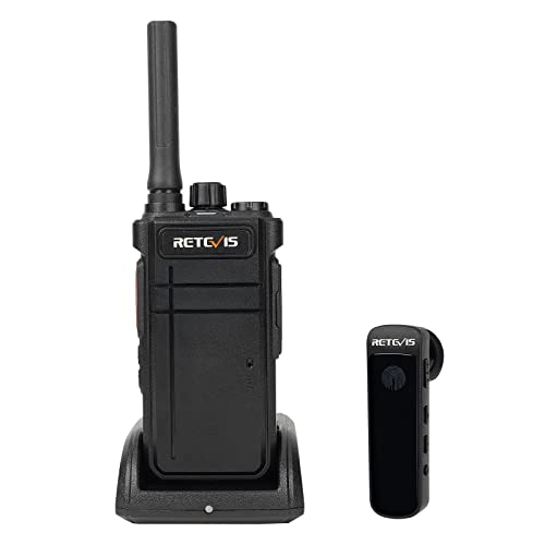 Retevis RB637 Bluetooth-Funkgerät, Walkie Talkie mit Bluetooth-Headset, 2000 mAh USB Wiederaufladbar, Taschenlampe, Freisprech-Walkie-Talkie mit Drahtlosem Klon (Schwarz, 1 Stück) von Retevis